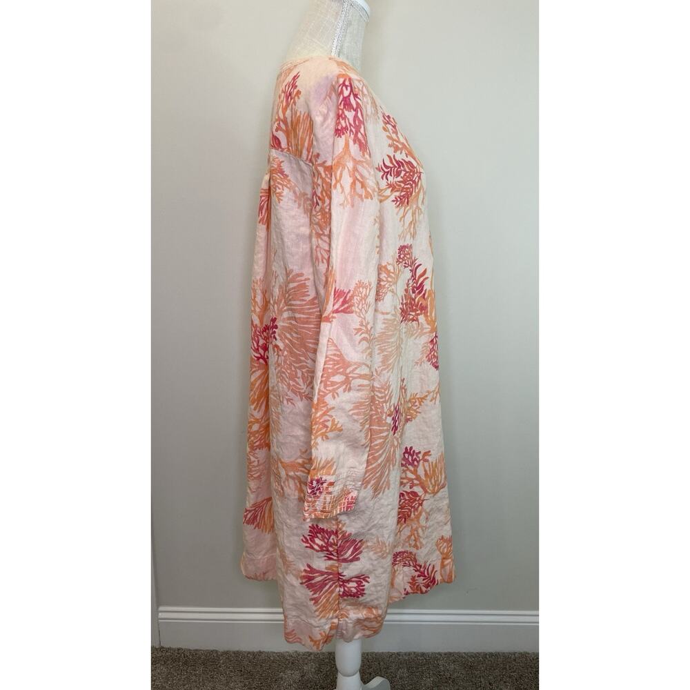 Chicos Linen Coral Reef Tunic Dress Vacation Resort Kaftan Women's Size 3 16/18 - Picture 6 of 14